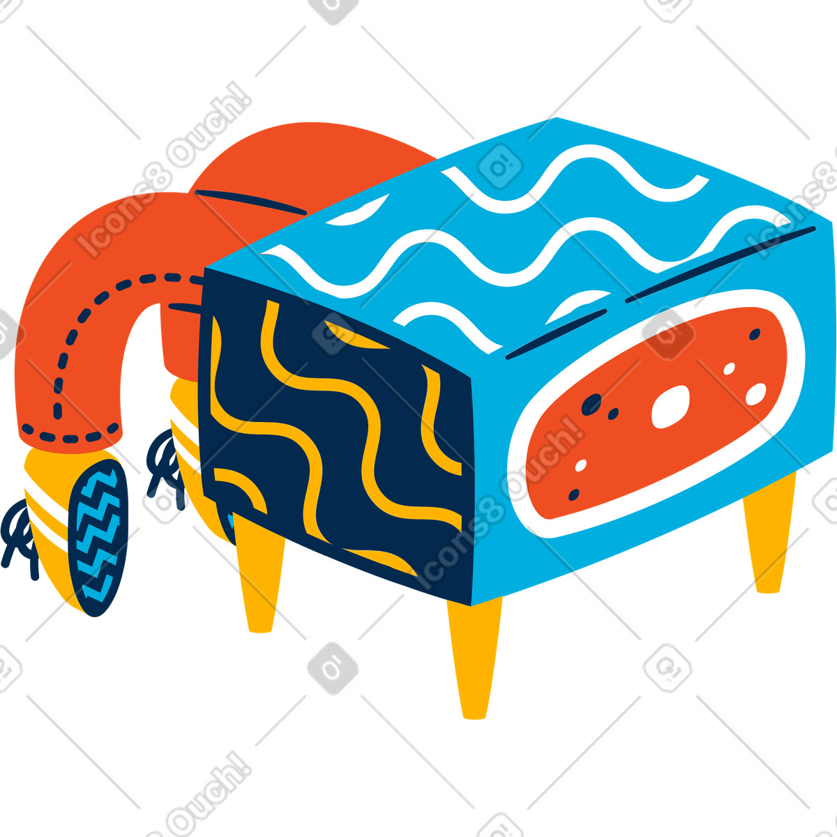 Sawed man illustration in Flame style download in PNG, SVG