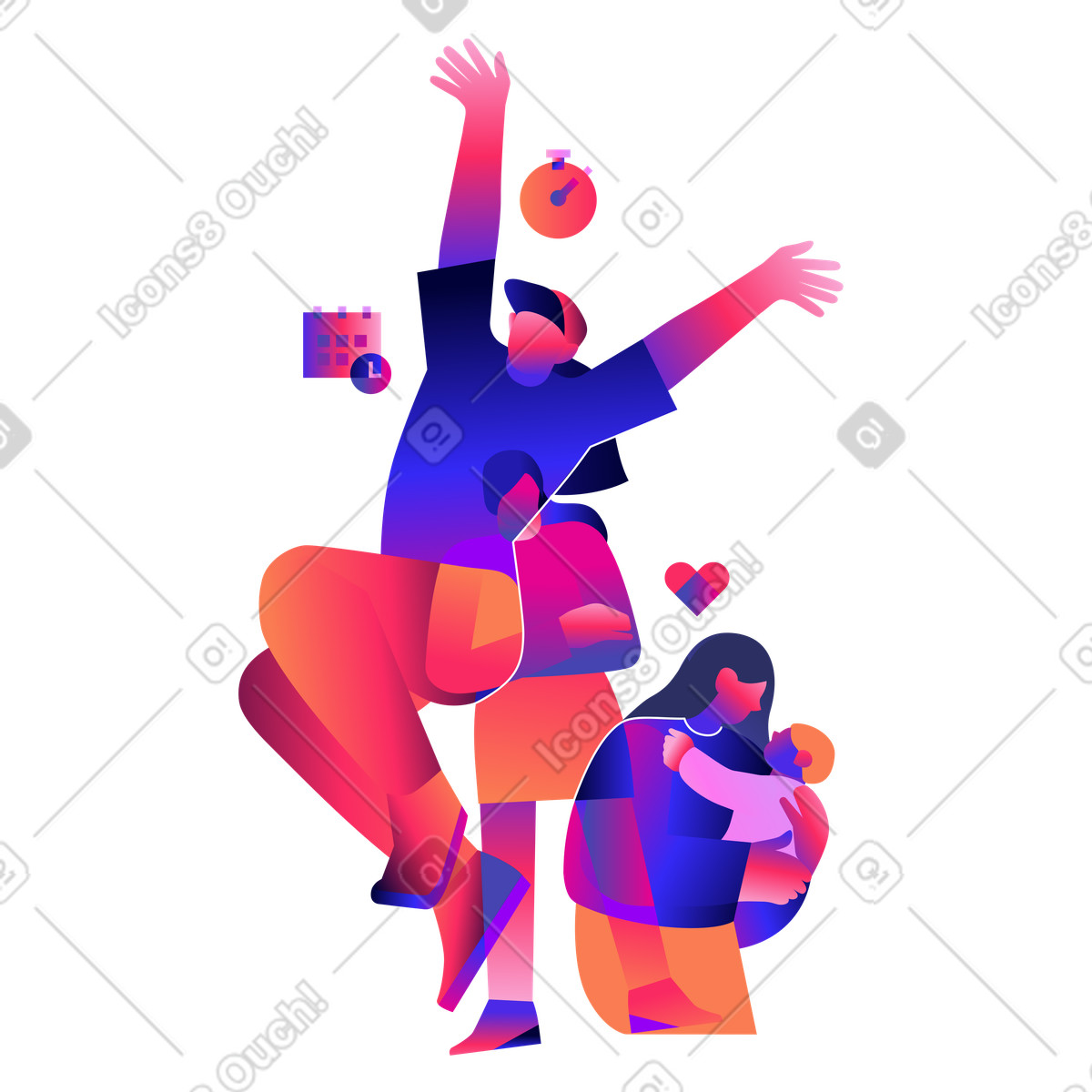 Der versuch, eine work-life-balance zu erreichen-Illustration im Mix-Stil als Download in PNG, SVG