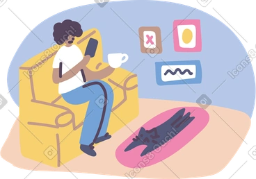 Using smartphone, coffee break PNG, SVG