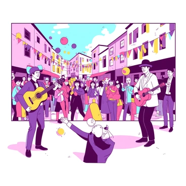 Street performers entertaining people at a busy town square