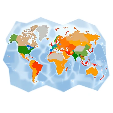 A world map displaying various climate zones, each represented in distinct colors. The map is divided into regions showcasing tropical areas in bright green, arid deserts in sandy yellow, temperate zones in rich blue, and polar regions in icy white. Each climate zone is clearly delineated and labeled with relevant text. The continents are outlined sharply, and the oceans are depicted in a soft blue shade, enhancing the visibility of the climate zones. The map includes a legend indicating the color codes for each climate type, positioned in a corner for easy reference.