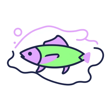 A fish swimming in water, depicted using a single line