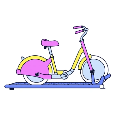 A vintage-style treadmill bike with a sleek design and classic chrome detailing. The bike features a sturdy metallic frame painted in a retro color, complemented by shiny chrome handlebars. The seat is ergonomically shaped and styled in classic leather. The treadmill surface is textured and extends from the rear wheel, allowing for walking or running. The bike is positioned on a simple, flat surface to highlight its design.