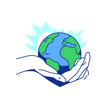 Two white hands are gently cradling a small blue and green globe, which represents the Earth. The hands are positioned delicately, with fingers slightly curved to create a protective and nurturing embrace. The globe is vividly detailed, showcasing continents and oceans, with the blue water contrasting against the green landmasses. A soft glow emanates from the Earth, highlighting the hands and suggesting an aura of divine guidance and protection surrounding the scene.