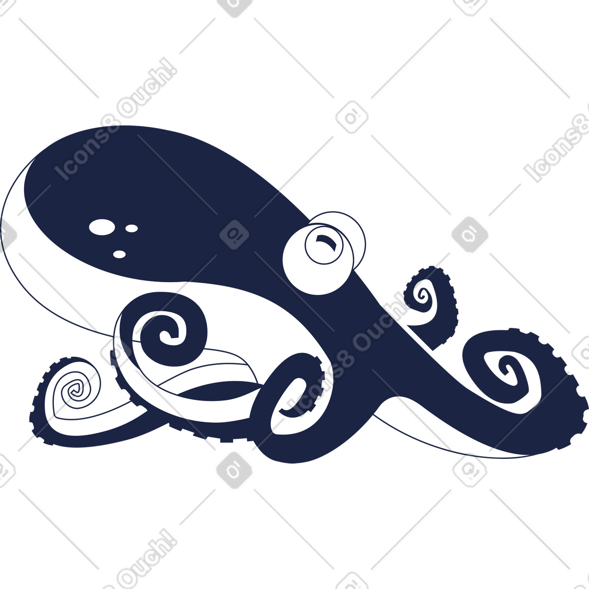 Polpo illustrazione in stile Urban Line scarica in PNG, SVG