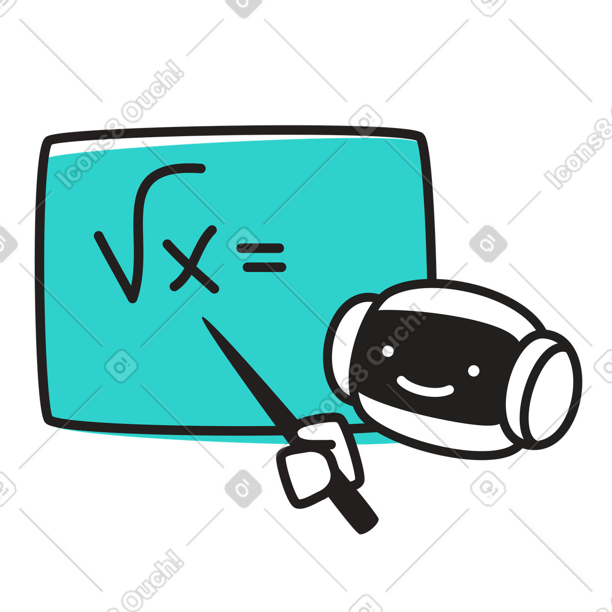 Learning math with ai bot illustration in Little style download in PNG, SVG