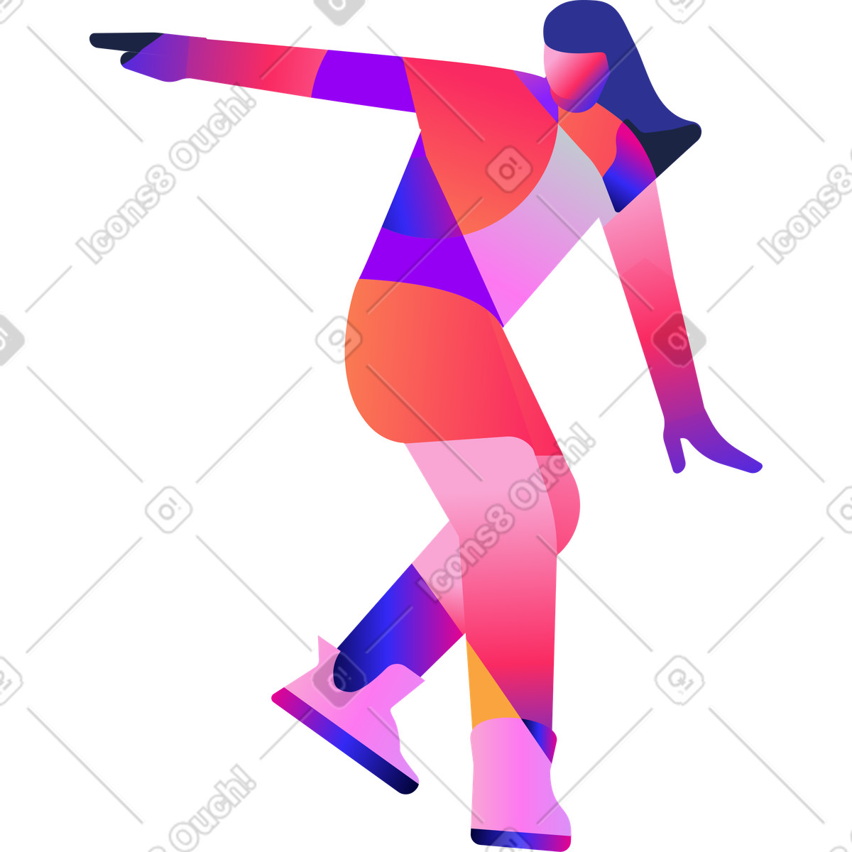 Illustration Femme en équilibre dans le style Mix à télécharger aux formats PNG, SVG