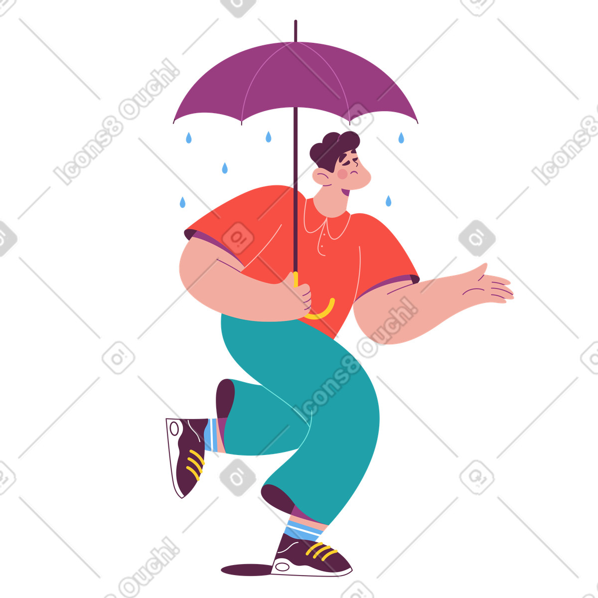 Illustration L'homme avec un parapluie éprouve des problèmes de santé mentale dans le style Sammy à télécharger aux formats PNG, SVG