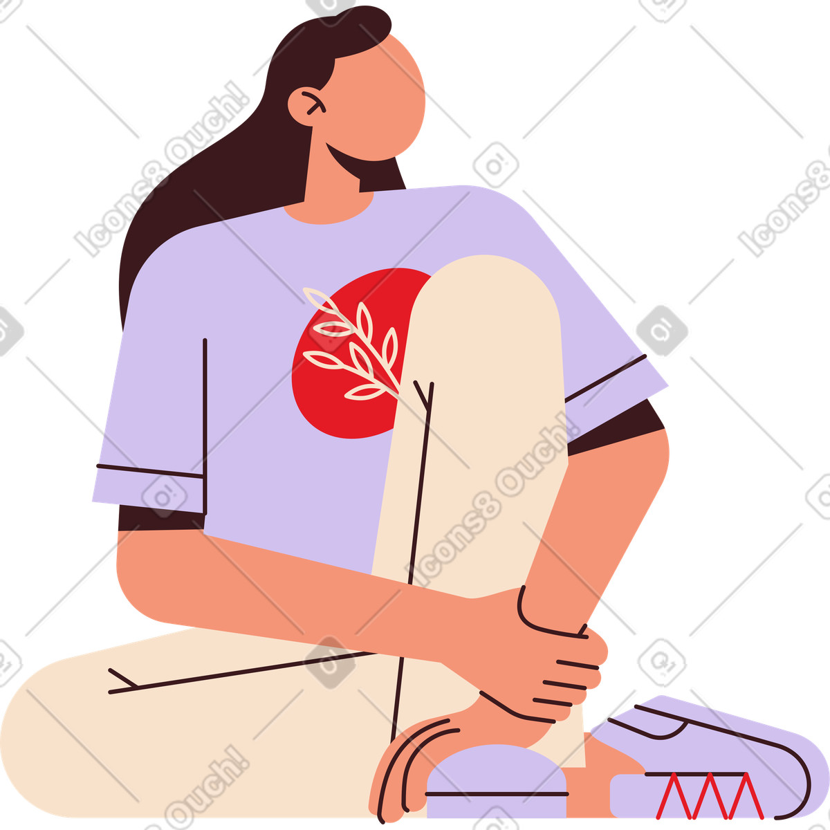 Illustration Fille assise dans le style Folks à télécharger aux formats PNG, SVG
