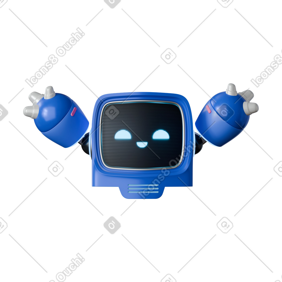 Happy robot assistant illustration in 3D Stickle style download in PNG, SVG