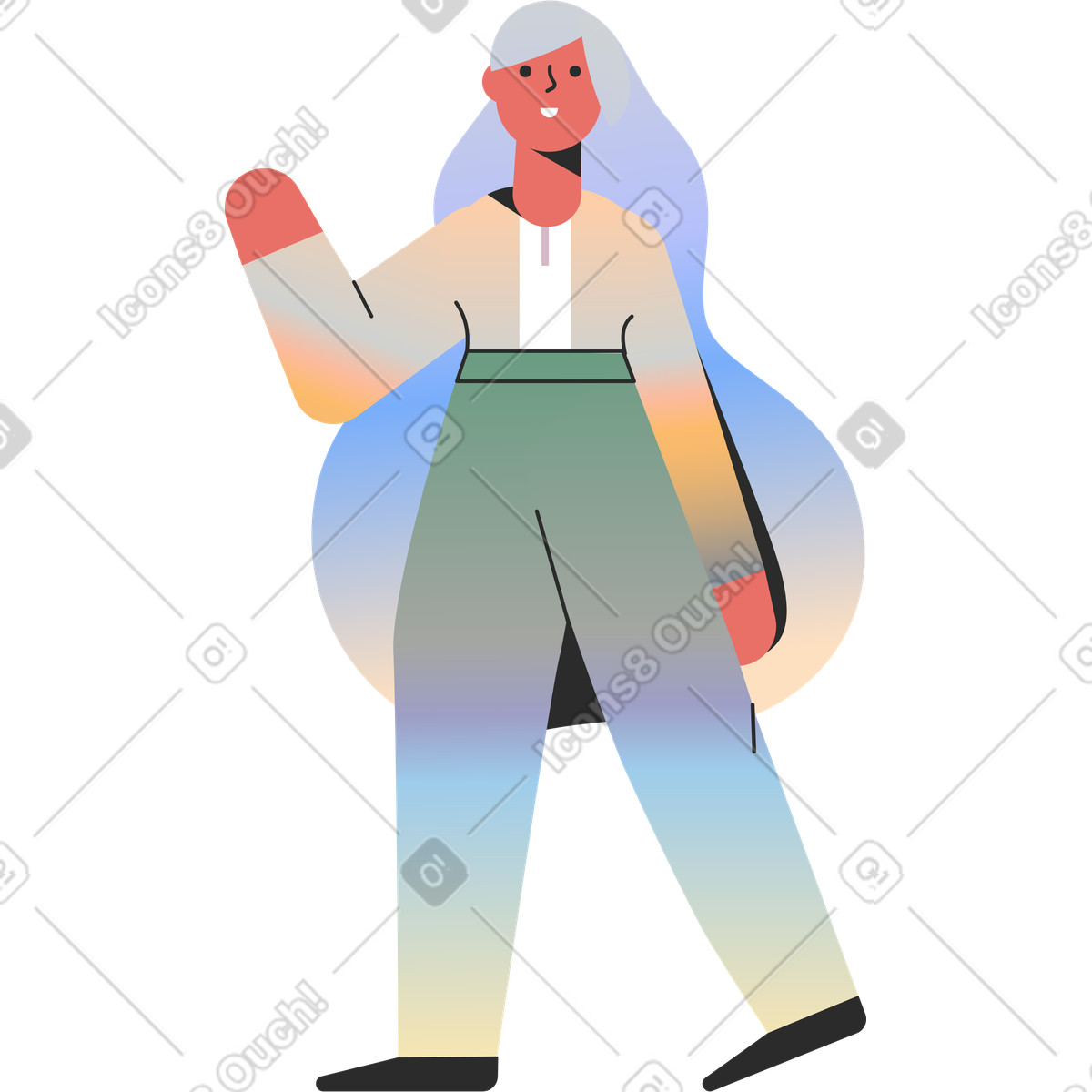 Marginalia スタイルの Girl waving のイラストをPNG、SVG形式でダウンロード