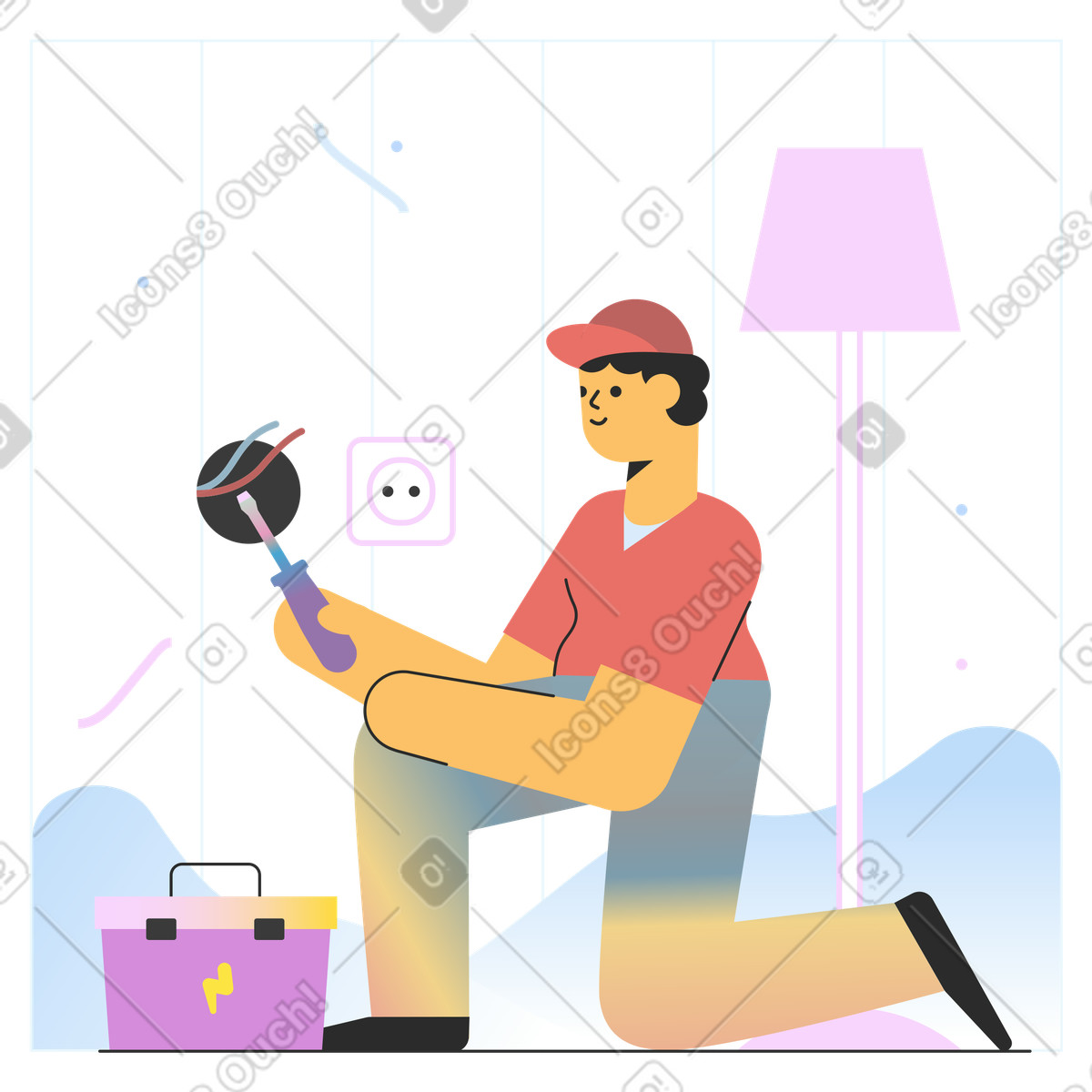 下载 Marginalia 风格的 电工固定插座 插画，支持 PNG、SVG 格式
