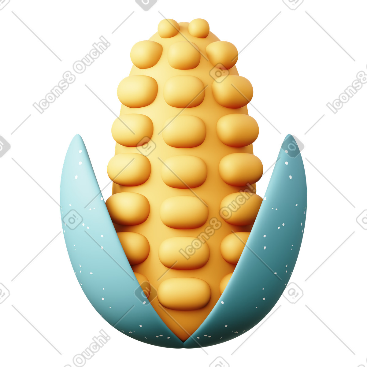 Ilustración Maíz en estilo 3D Sugary a descargar en PNG y SVG