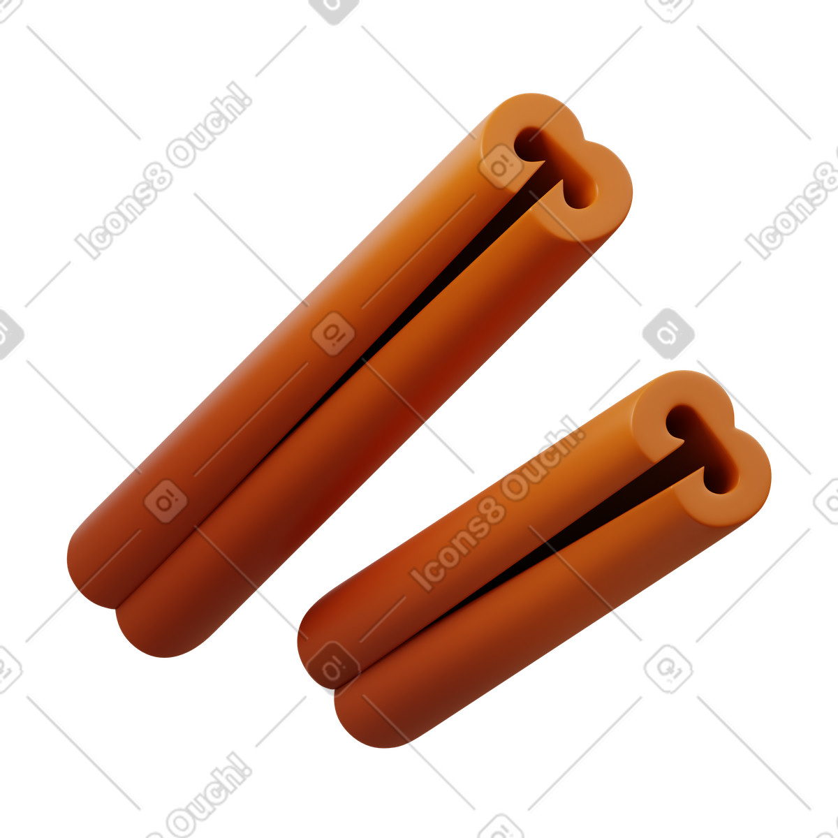 Ilustração de Cinnamon sticks em no estilo 3D Fluency para baixar em PNG, SVG