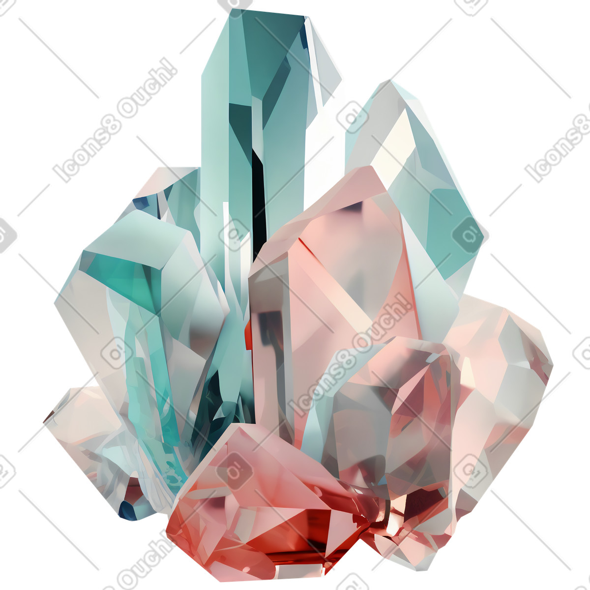 Abstrakte kristallskulptur-Illustration im 3D Construction-Stil als Download in PNG, SVG