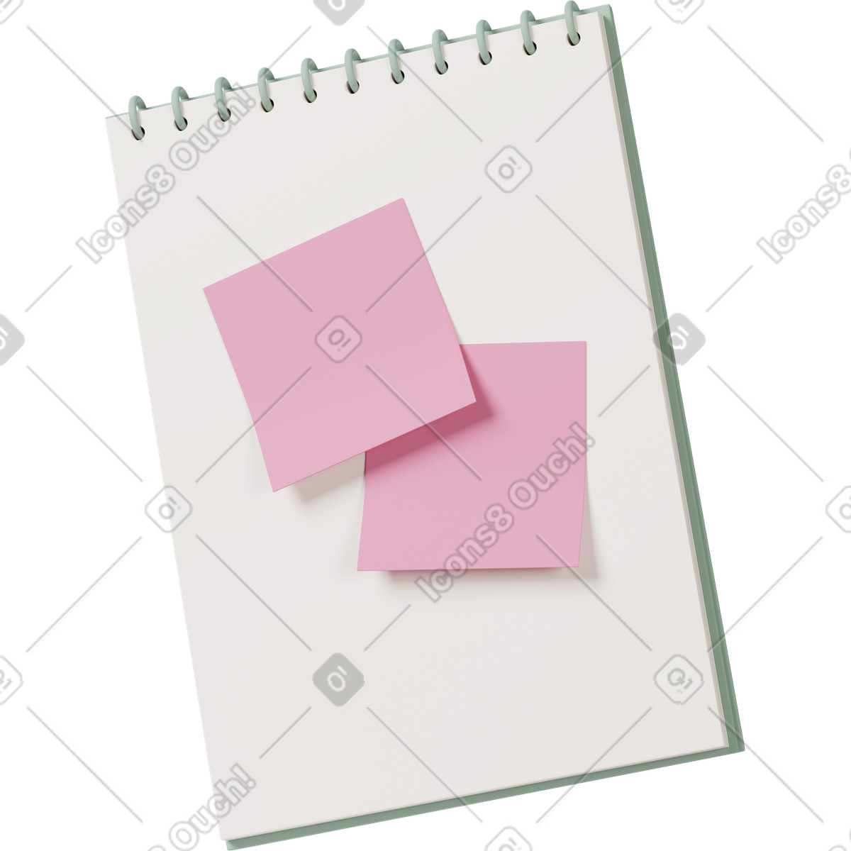 3D Casual life スタイルの Notebook with sticky notes のイラストをPNG、SVG形式でダウンロード