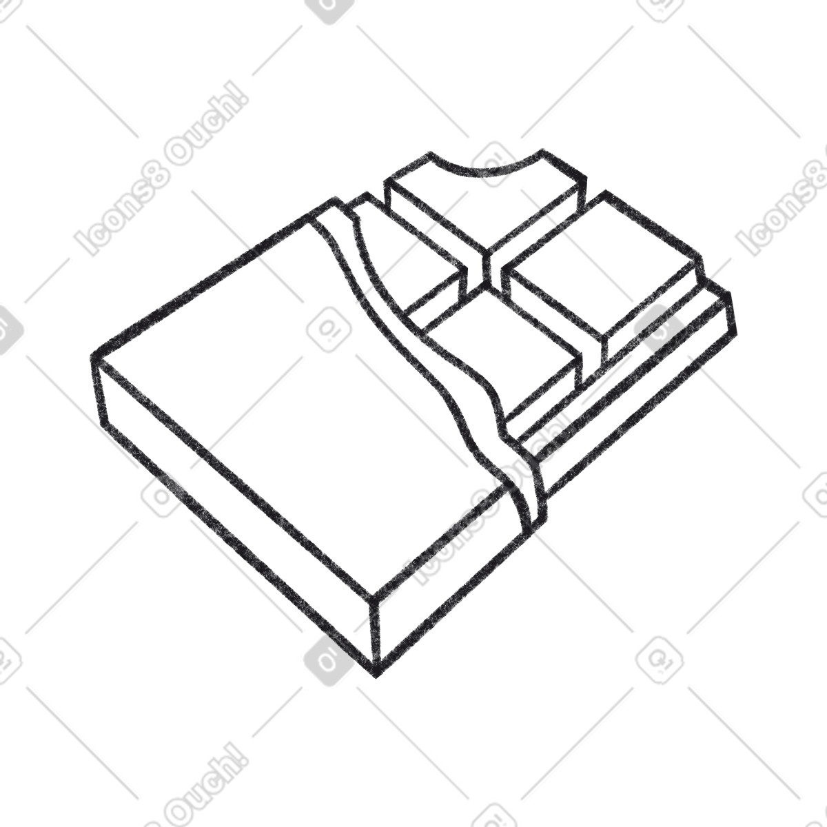 Ilustración Barra de chocolate mordida en envoltorio blanco estilo Bonbon Line a descargar PNG y SVG