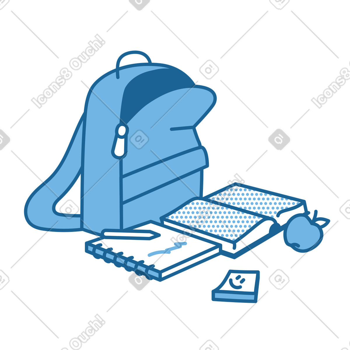 School backpack with supplies illustration college clipart educational graphics vector images