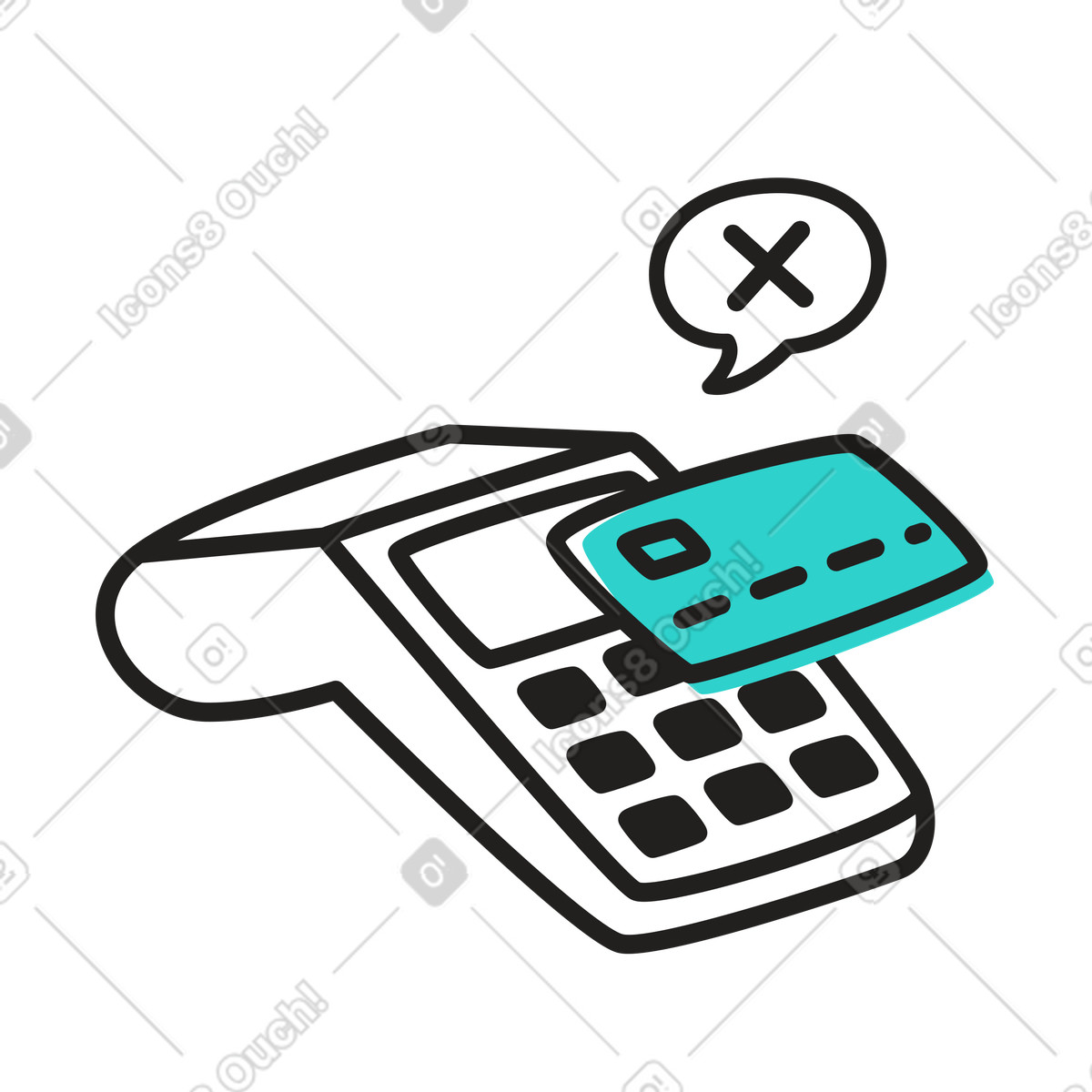 Transaction failed at POS terminal illustration in PNG, SVG