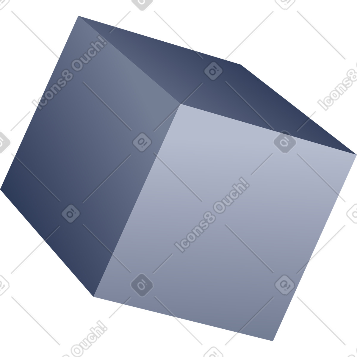 Metal cube illustration in PNG, SVG