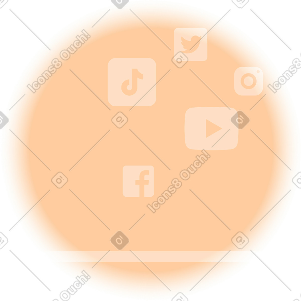 Sfondo dei social media in un cerchio illustrazione stile Worky scarica PNG, SVG