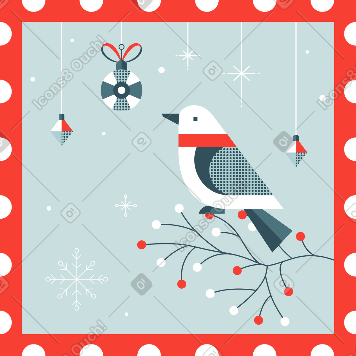 Nordic スタイルの 切手鳥 のイラストをPNG、SVG形式でダウンロード