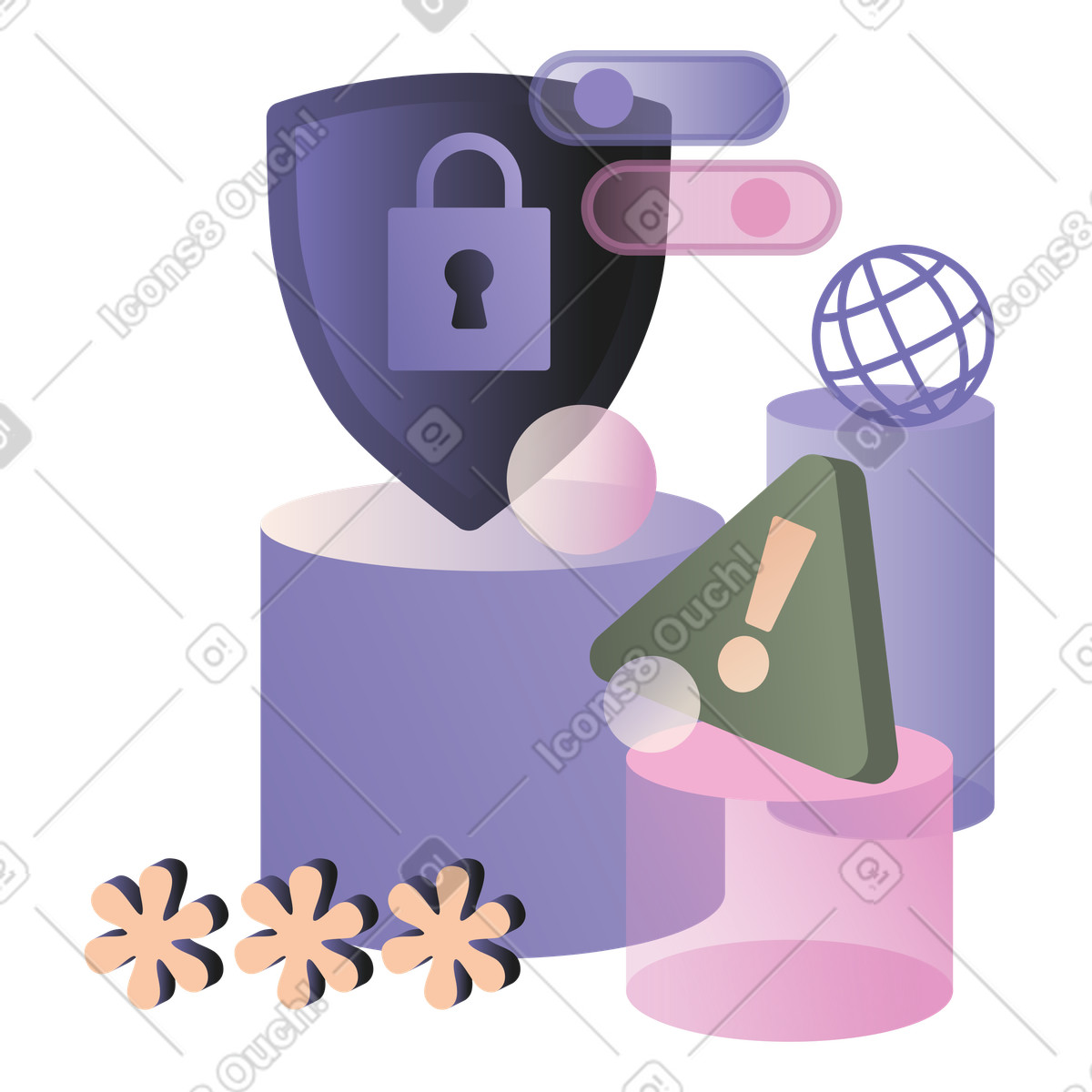 Cybersecurity and cyber risk mitigation illustration in PNG, SVG