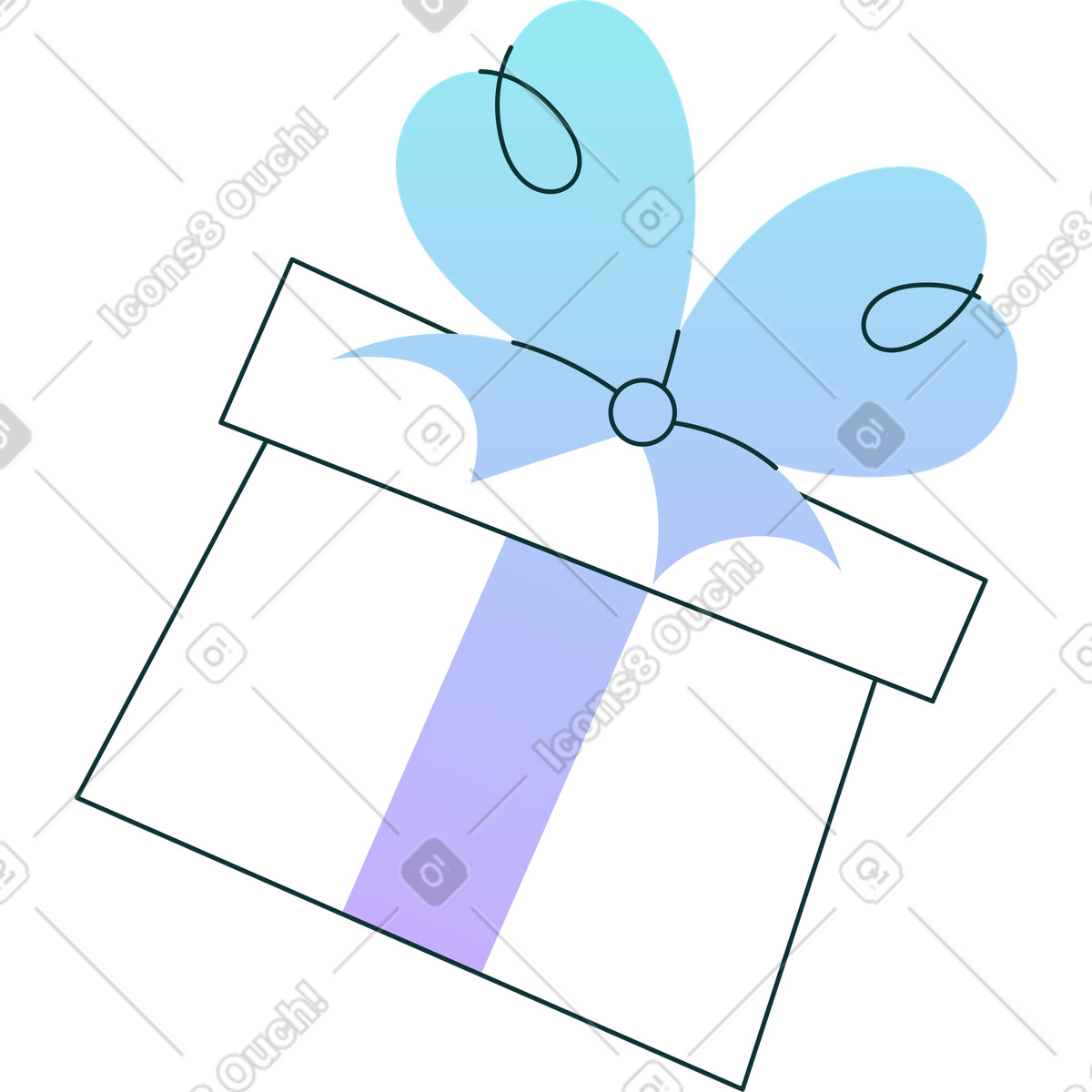 下载 Florid 风格的 渐变蝴蝶结礼盒 插画，支持 PNG、SVG 格式