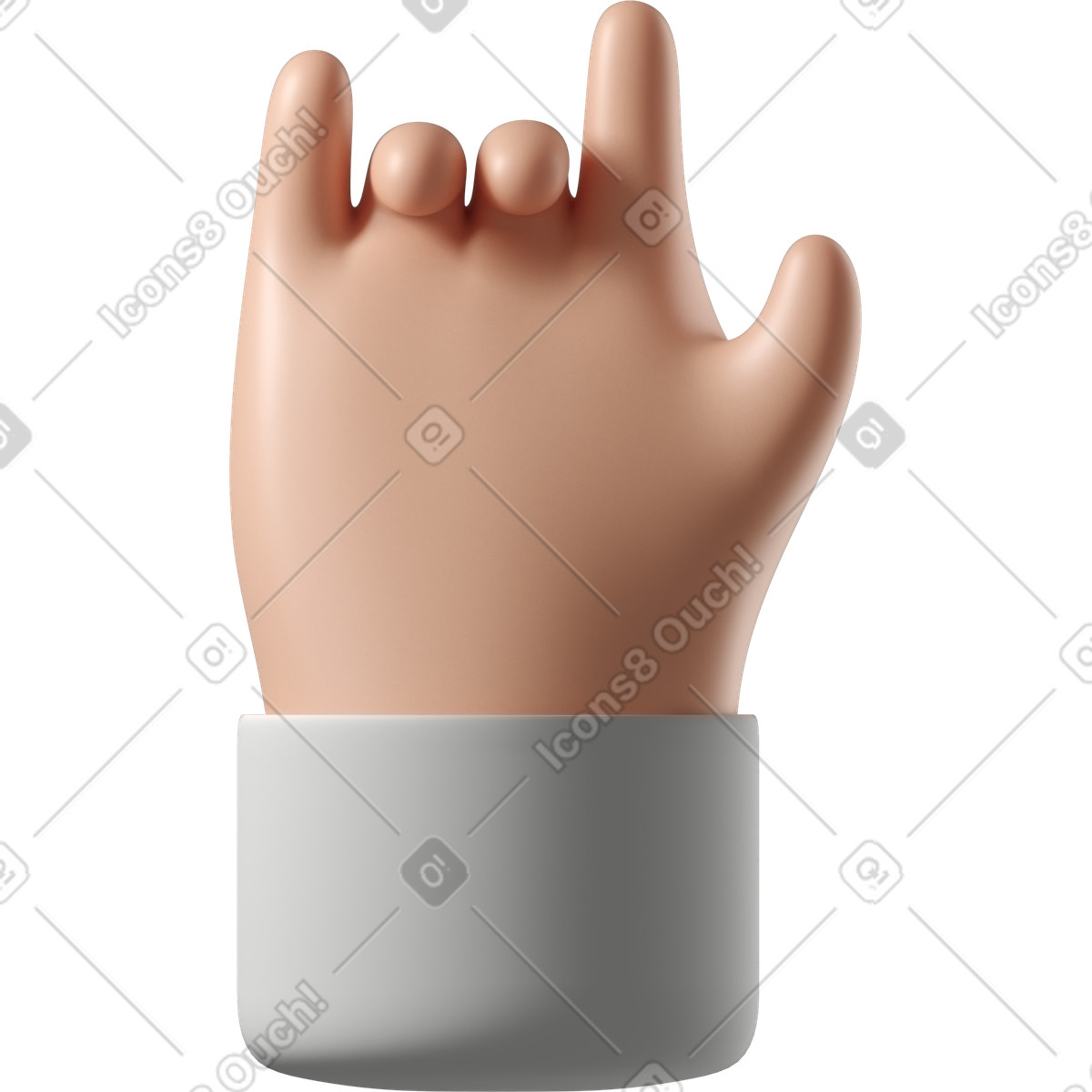3D Hands Fun&Wild スタイルの あなたが署名する愛を示す白い肌の手 のイラストをPNG、SVG形式でダウンロード