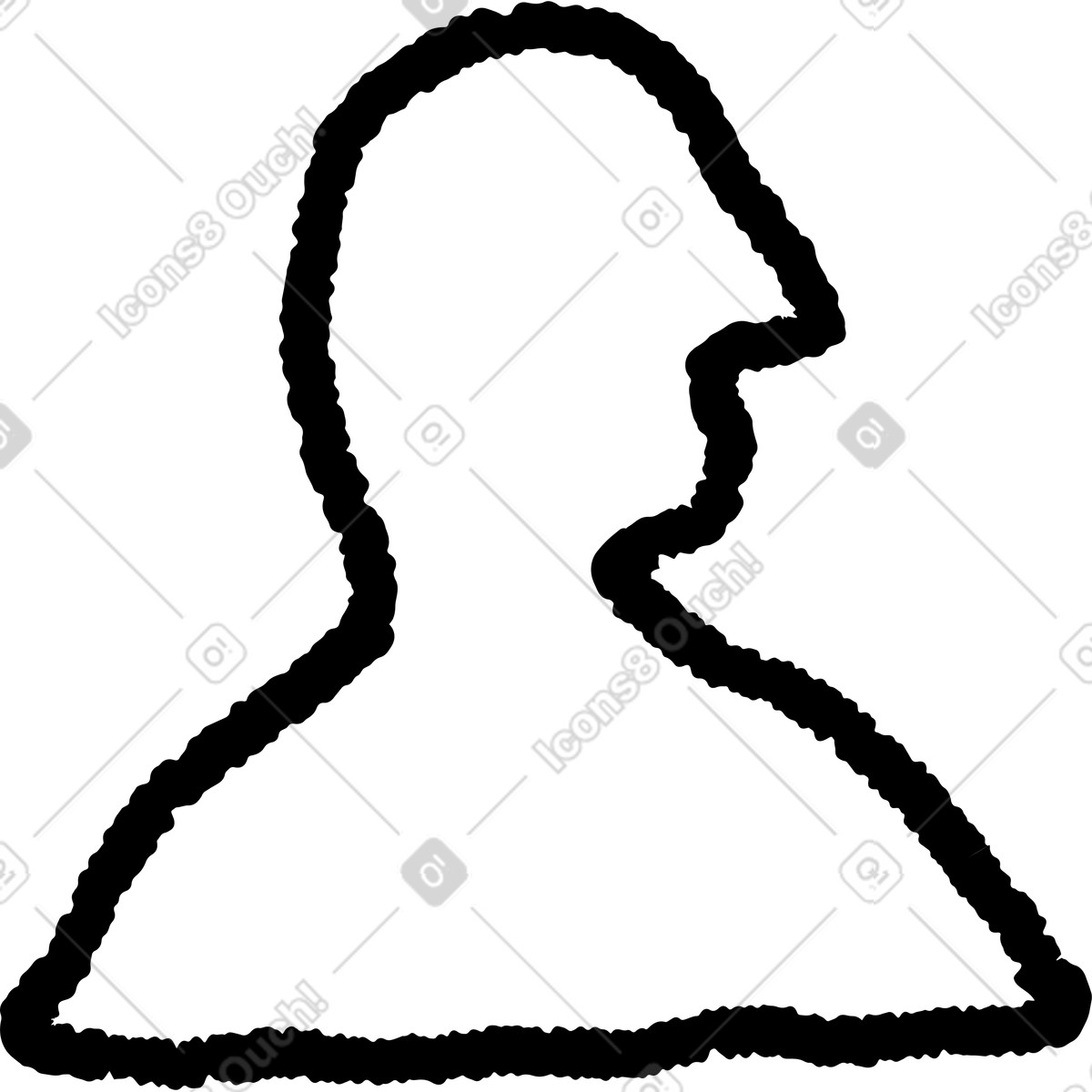 Avatar bust outline simple profile shape for default user-Illustration im Black Chalk-Stil als Download in PNG, SVG