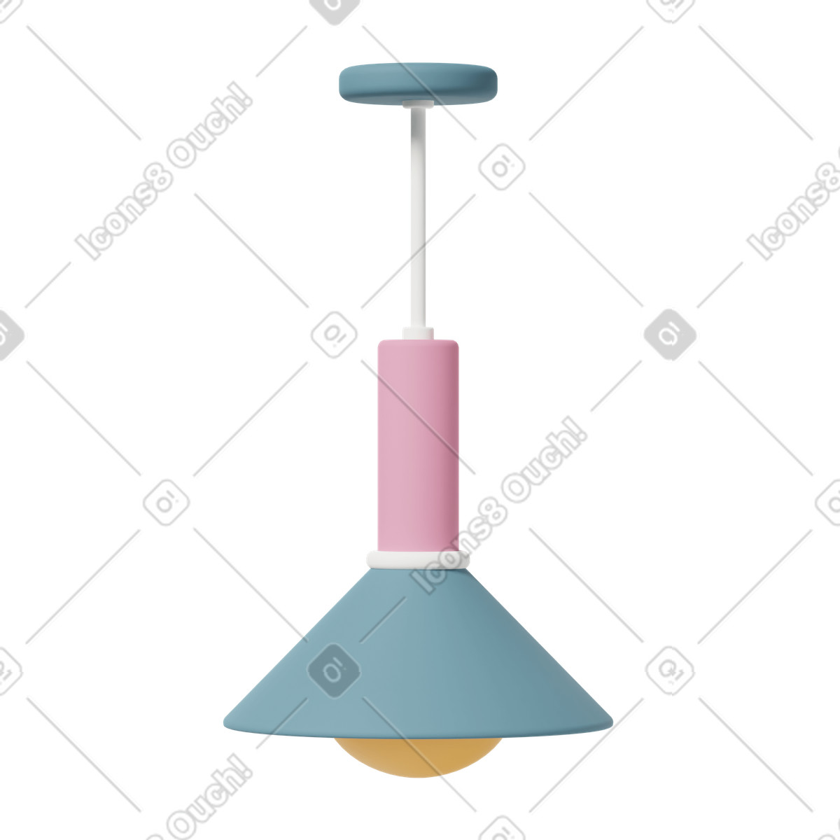 3D Casual life 스타일의 Chandelier with blue tapered lampshade 일러스트레이션 PNG, SVG 다운로드