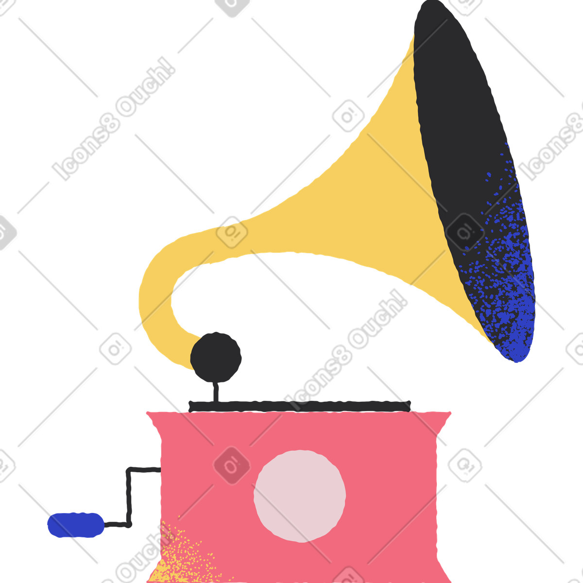 Ilustração de Gramofone em no estilo Pablo para baixar em PNG, SVG
