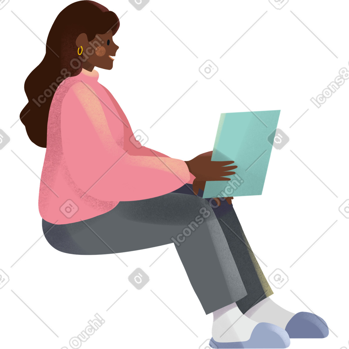 Illustration Young woman psychologist in pink sweater dans le style Shine à télécharger aux formats PNG, SVG