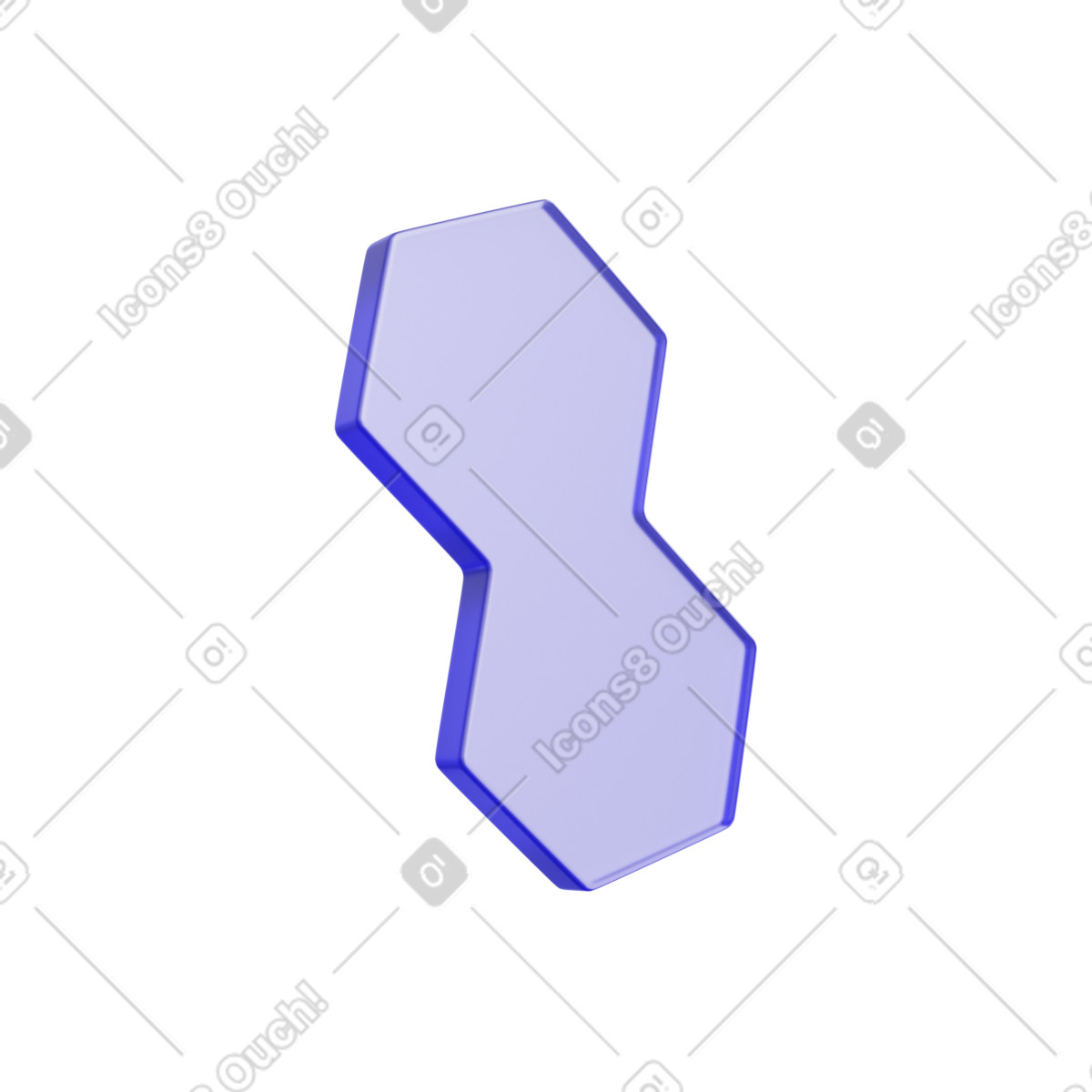 Purple glass geometric shape illustration in 3D Playful style download in PNG, SVG