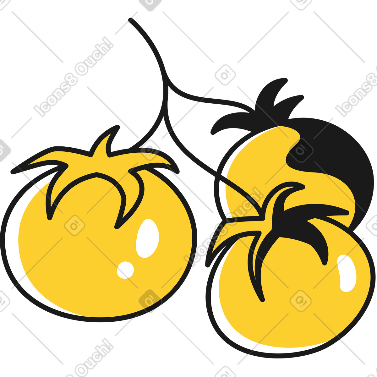 Tomaten auf einem ast-Illustration im Taxi-Stil als Download in PNG, SVG