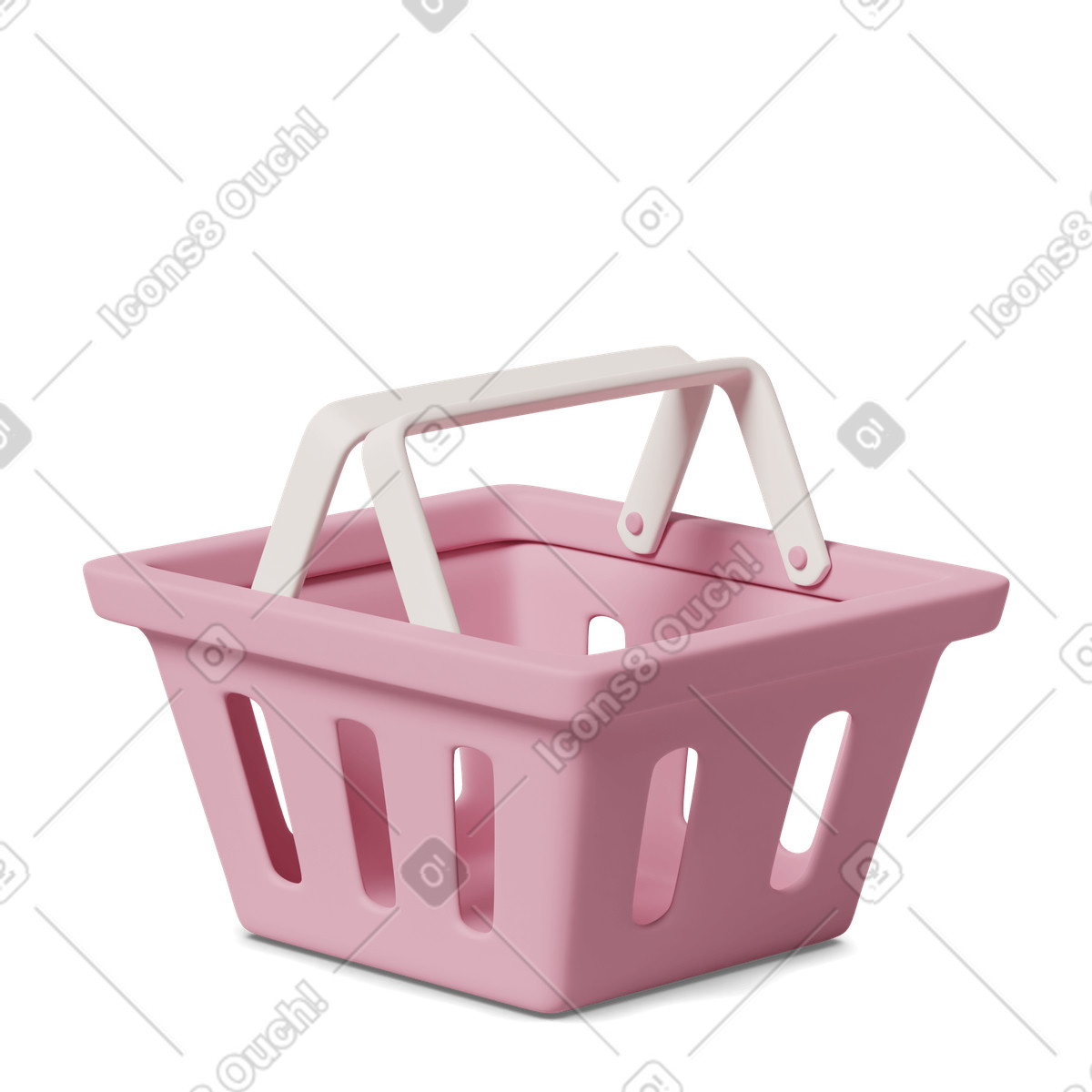 3D Casual life スタイルの Pink plastic shopping basket のイラストをPNG、SVG形式でダウンロード