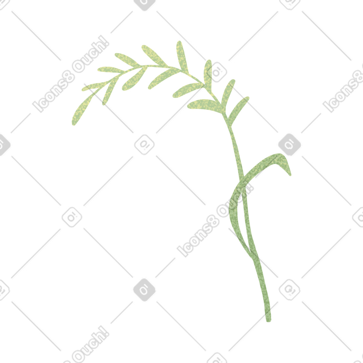 下载 Floral 风格的 One small curved blade of grass 插画，支持 PNG、SVG 格式