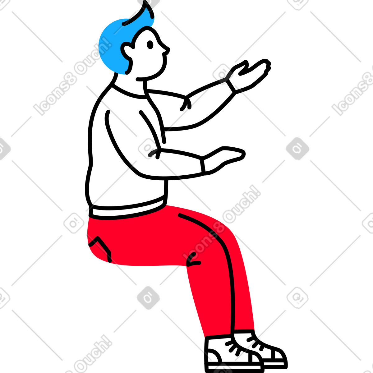 Illustration Homme assis dans le style Transistor à télécharger aux formats PNG, SVG