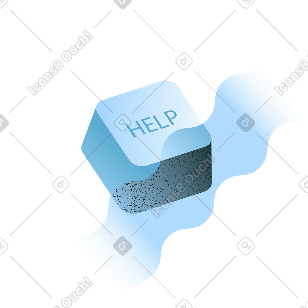 Blue help keyboard button illustration in Concept style download in PNG, SVG