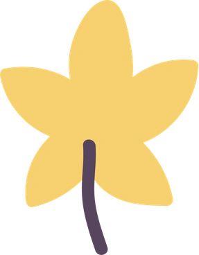 Yellow leaf with black stem PNG, SVG