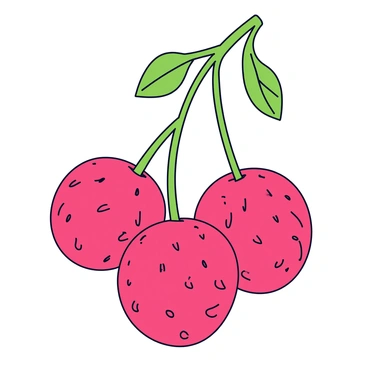 A cluster of lychees hanging from a green branch. The lychees have a bright red color with pebbly skins intact. The branch is adorned with small green leaves. The background is simple, allowing the focus to be on the lychees and the branch they are attached to.
