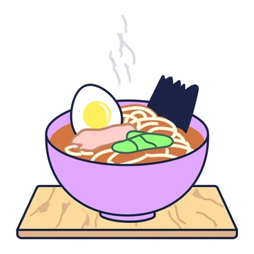 A bowl of ramen is placed on a wooden table. The bowl is filled with rich, steaming broth, and the noodles have a delicate texture. A soft-boiled egg, cut in half, reveals a gently cooked yolk that glistens in the light. The egg sits atop the noodles, next to strips of dark seaweed that lean against the side of the bowl. Green onions and slices of tender pork are visible among the noodles, adding layers to the dish. The table surface has a subtle grain, adding to the warmth of the scene.