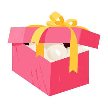 A small, elegant gift box wrapped with a bow, containing a pearl surprise