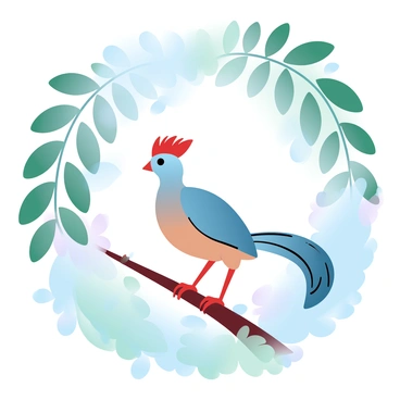 A lyrebird is perched on a branch, surrounded by lush, green leaves from tall trees. The sunlight filters through the branches, creating patterns of light and shadow on the ground. The bird has a long, elegant tail that displays its unique feathers, which are vibrantly colored. The background features dense foliage, with hints of sunlight breaking through and illuminating patches of the ground. The atmosphere suggests a warm, sunny day, highlighted by the soft contrast of light and shade in the surrounding environment.