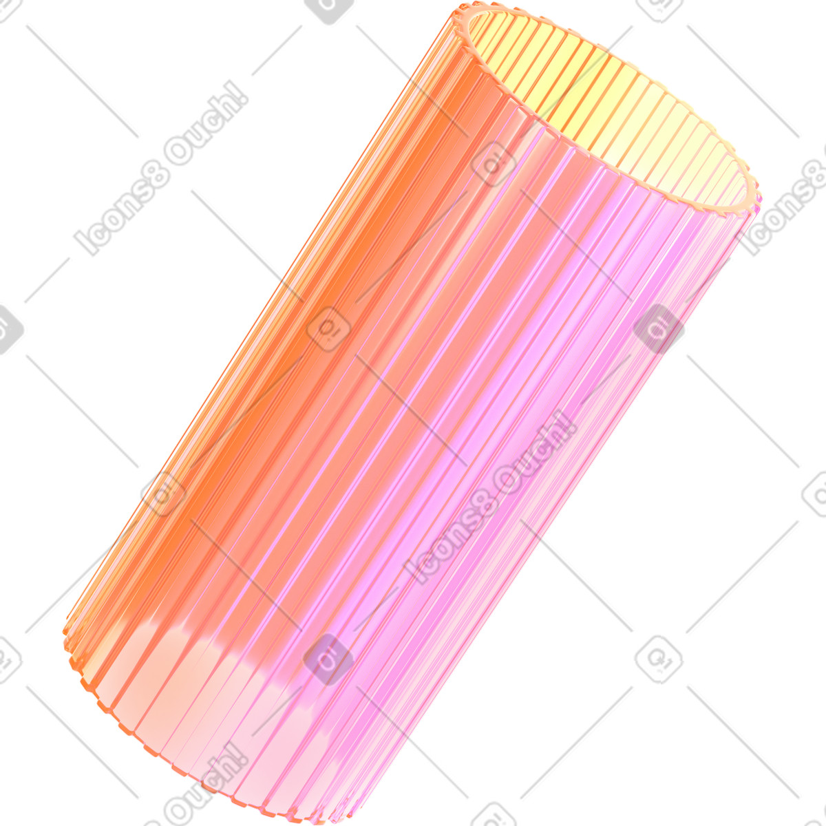 下载 3D Glassy 风格的 抽象肋状玻璃管 插画，支持 PNG、SVG 格式