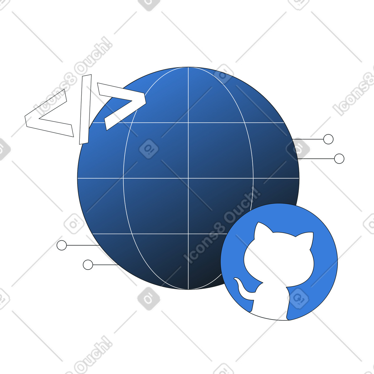 Network illustration in PNG, SVG, GIF formats