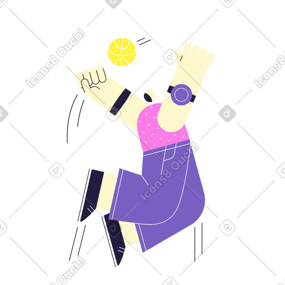Иллюстрация Мужчина прыгает во время игры в волейбол в PNG и SVG