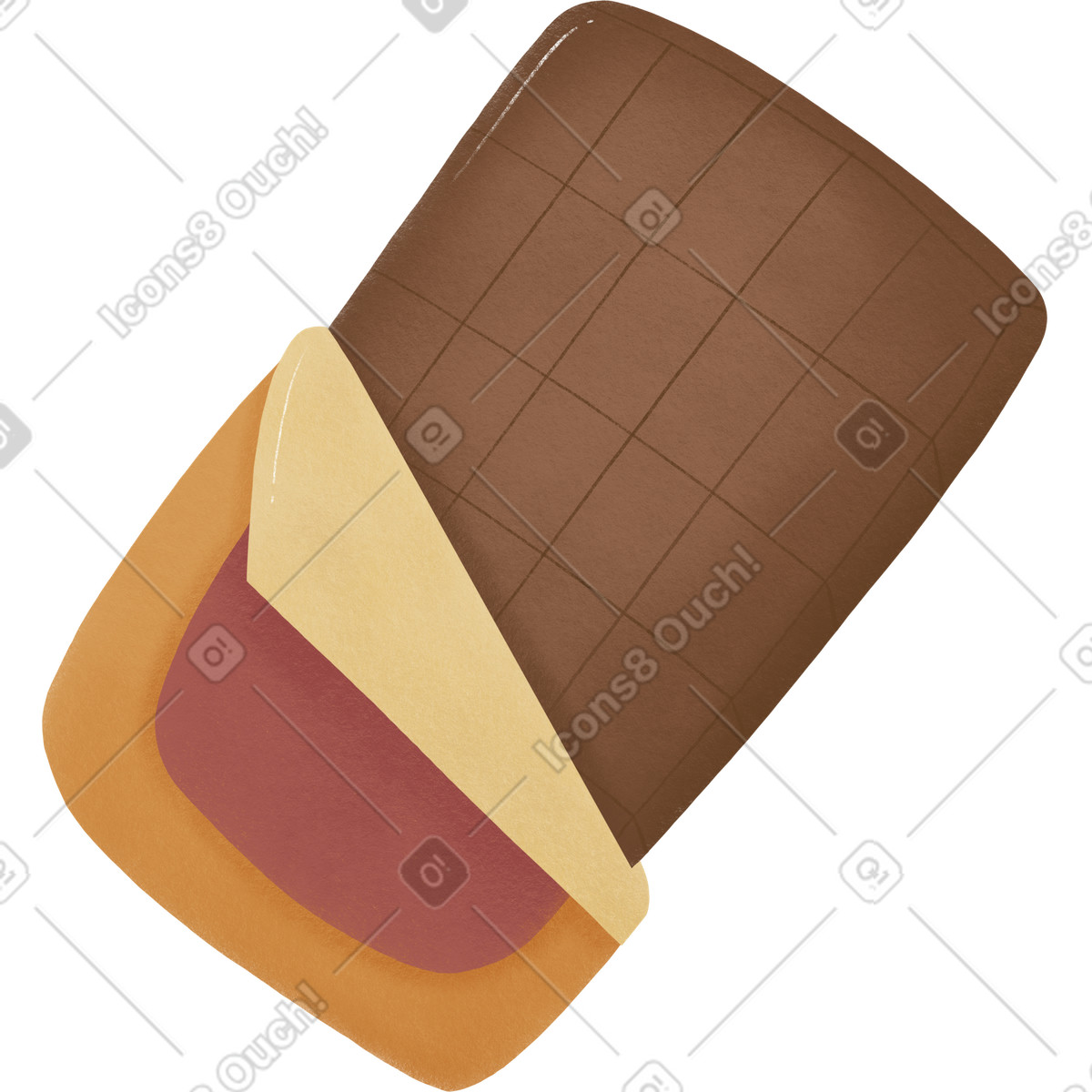 Chocolate bar illustration in Woolly style download in PNG, SVG