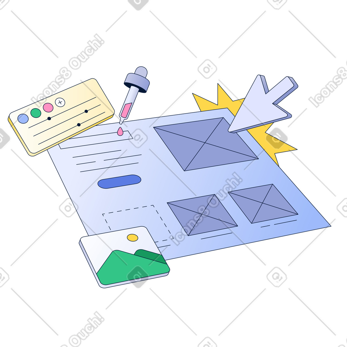 Web design with interface elements illustration in PNG, SVG