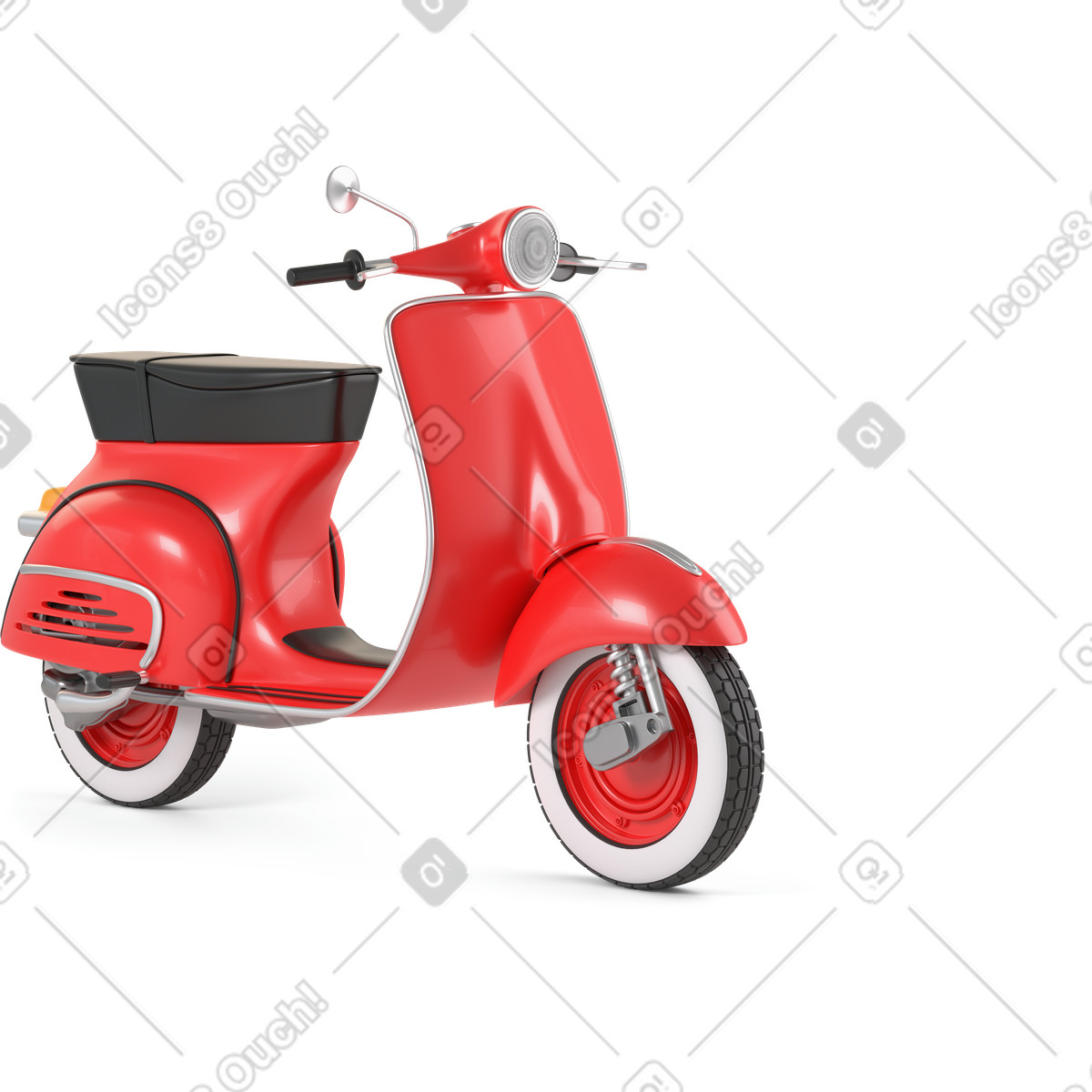下载 3D Business 风格的 Front view of red scooter 插画，支持 PNG、SVG 格式